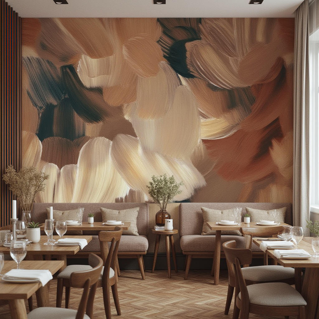 3D Wallpaper Amber Brushstrokes Harmony